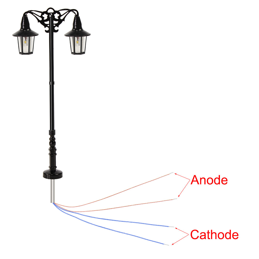LQS76 5pcs HO N Scale Street Light Two-head LED Lamp