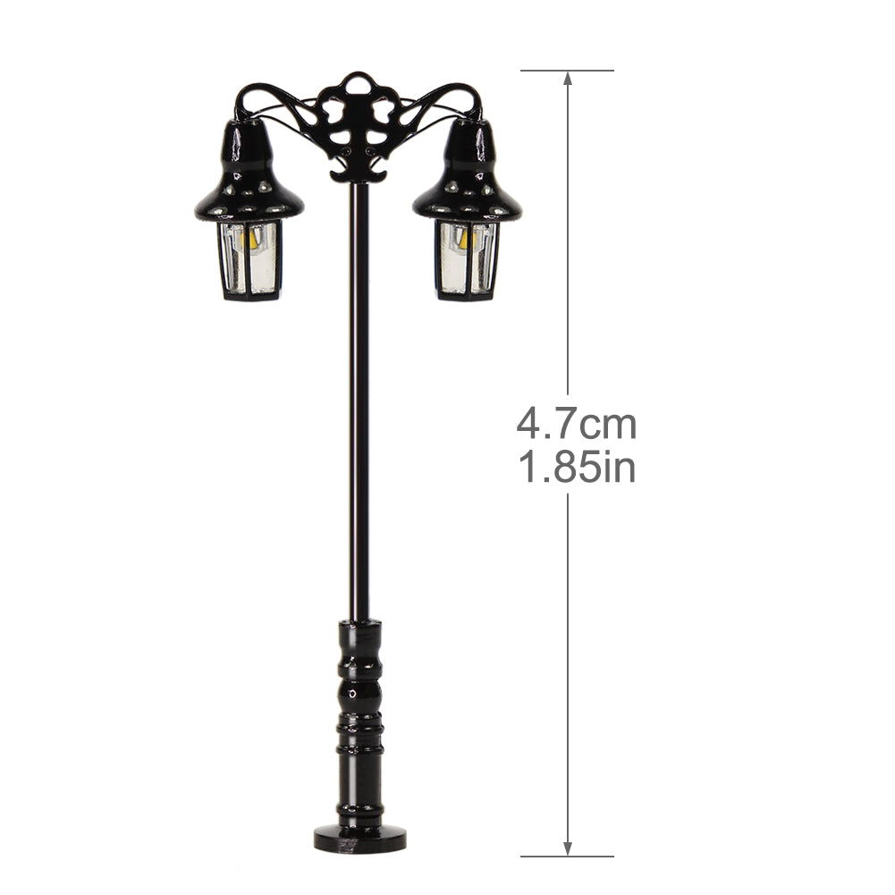 LQS76 5pcs HO N Scale Street Light Two-head LED Lamp