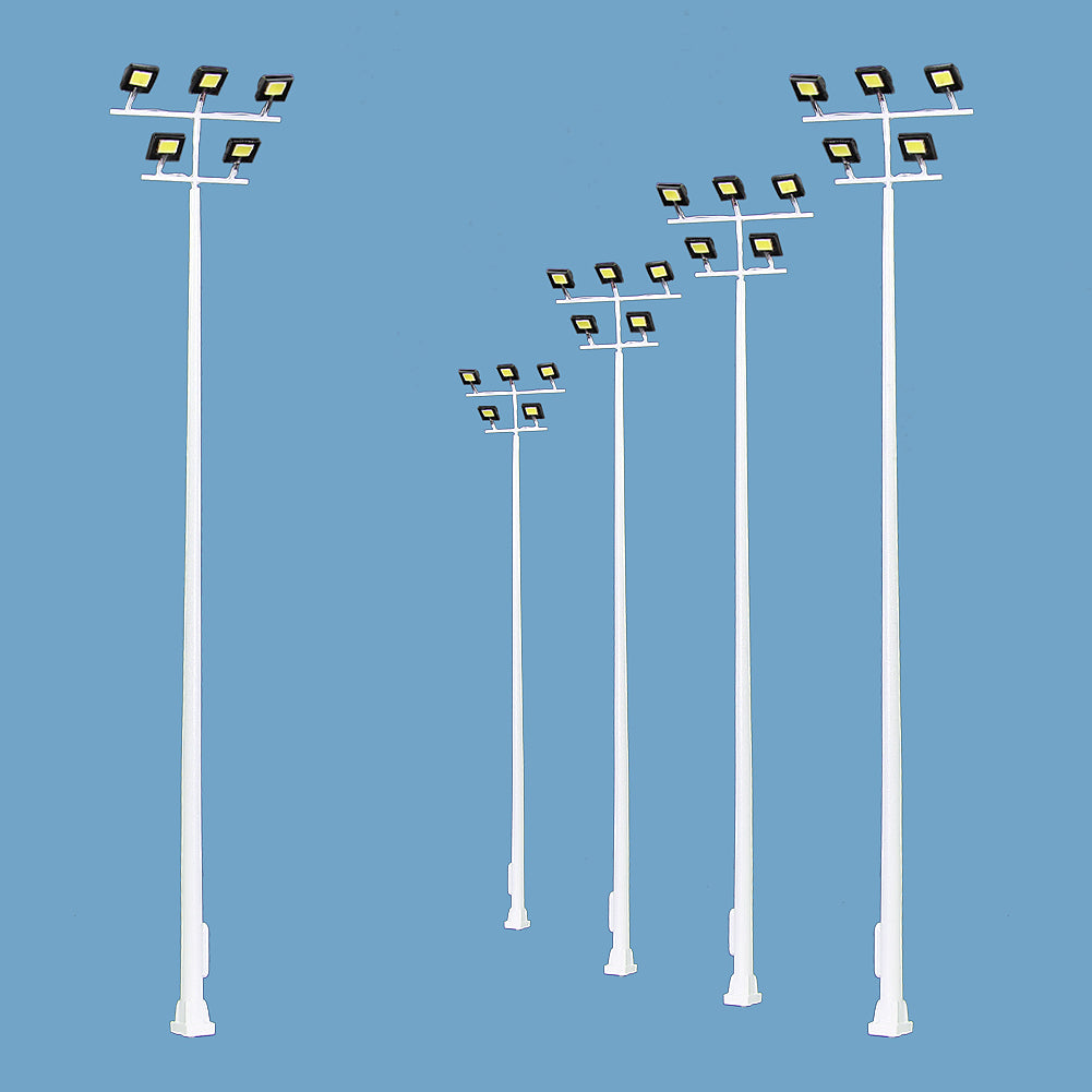 8-Piece OO/HO Scale Model Lamppost Street Lights – Plaza Lamppost Layout Scenery – White Brass
