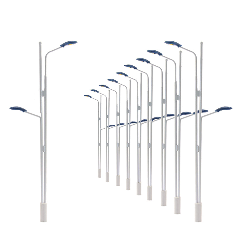 LYM04 10pcs HO Scale 1:87 Lamps Street Light 12V LEDs 11cm