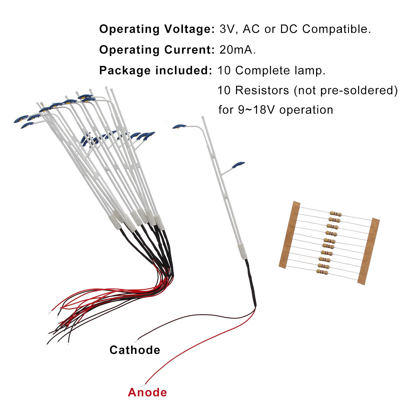 LYM04 10pcs HO Scale 1:87 Lamps Street Light 12V LEDs 11cm