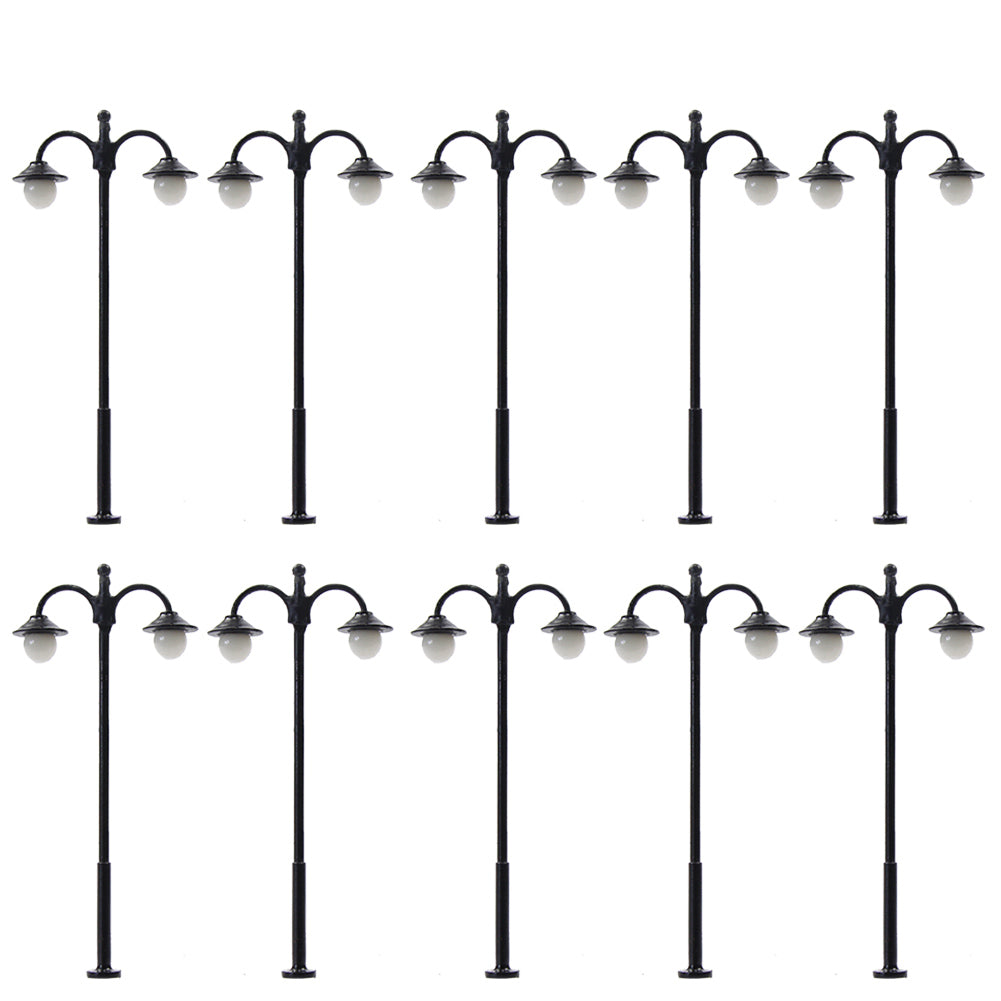 LYM17 10pcs N Scale 1:160 Two-Heads Lamppost Street Lights
