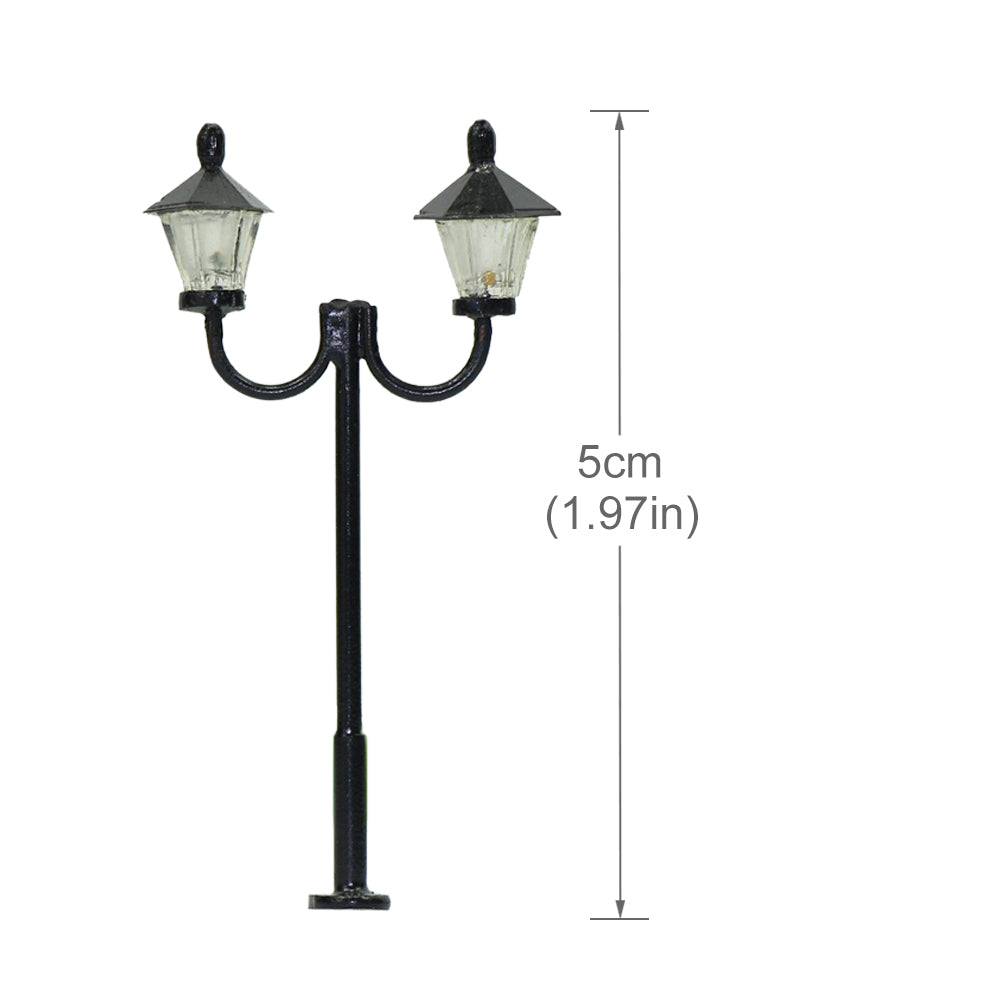 LYM26 10pcs HO Scale 1:87 Two-heads Lamp Street Light