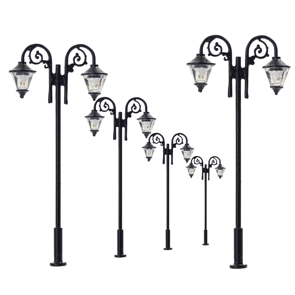 LYM61 5pcs HO Scale 1:87 Street Lgiht Lamp Two-Heads