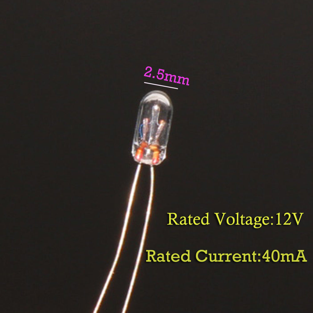 MP03W 100pcs Clear Grain of Wheat Bulbs 2.5mm 12V 40mA Warm White