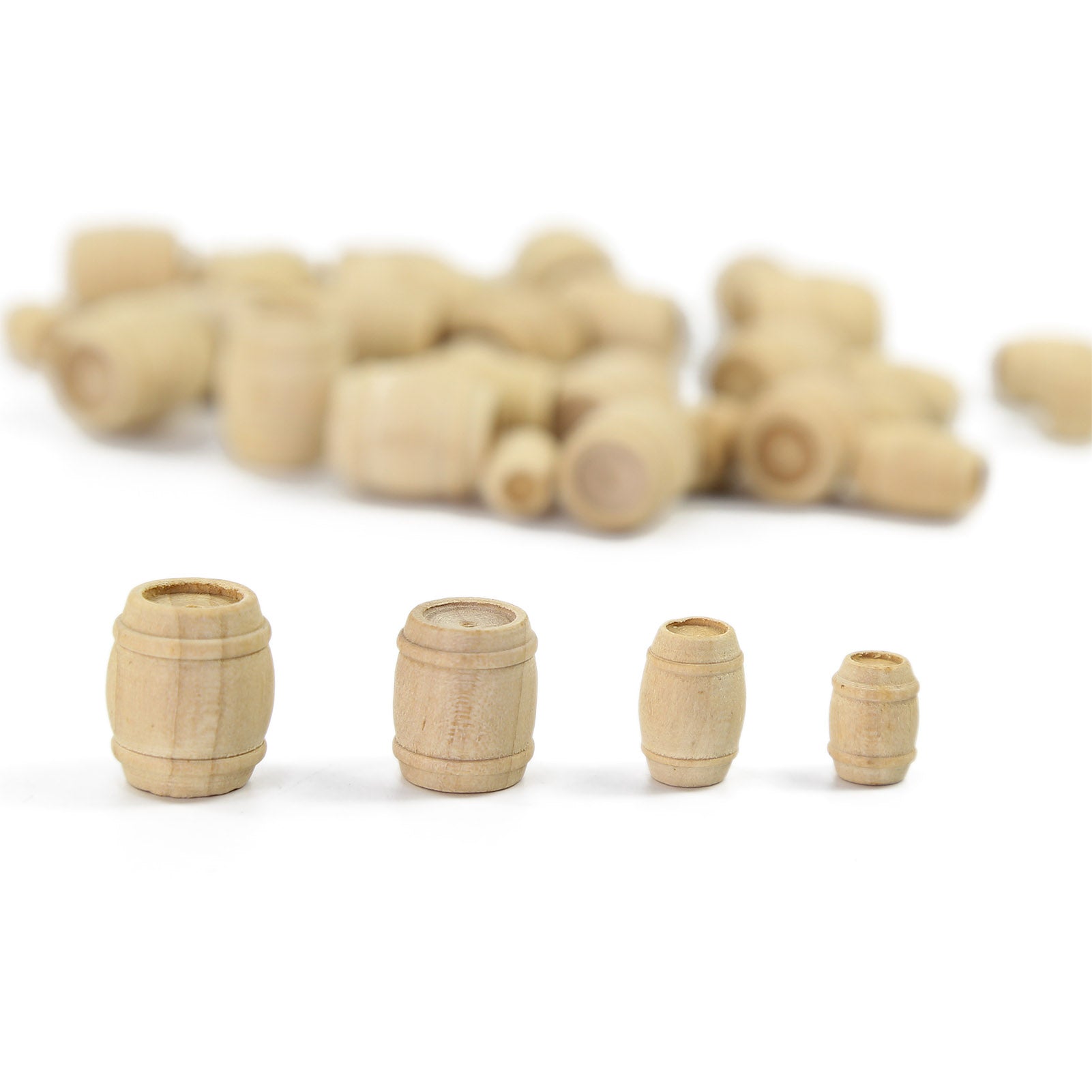 MT001 50pcs HO/OO Scale 1:87 Wooden Wine Barrels Cask Bucket
