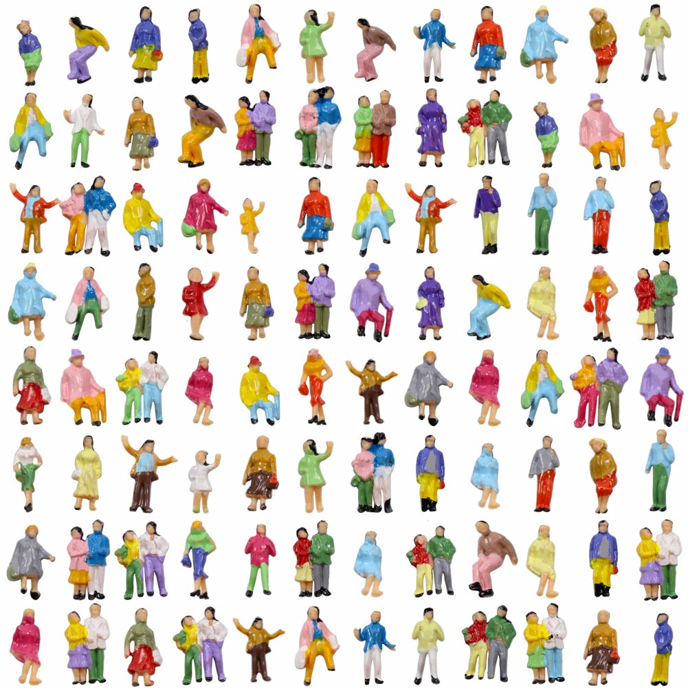 P200W 100pcs 1:200 Z Scale Painted Standing Seated Figure