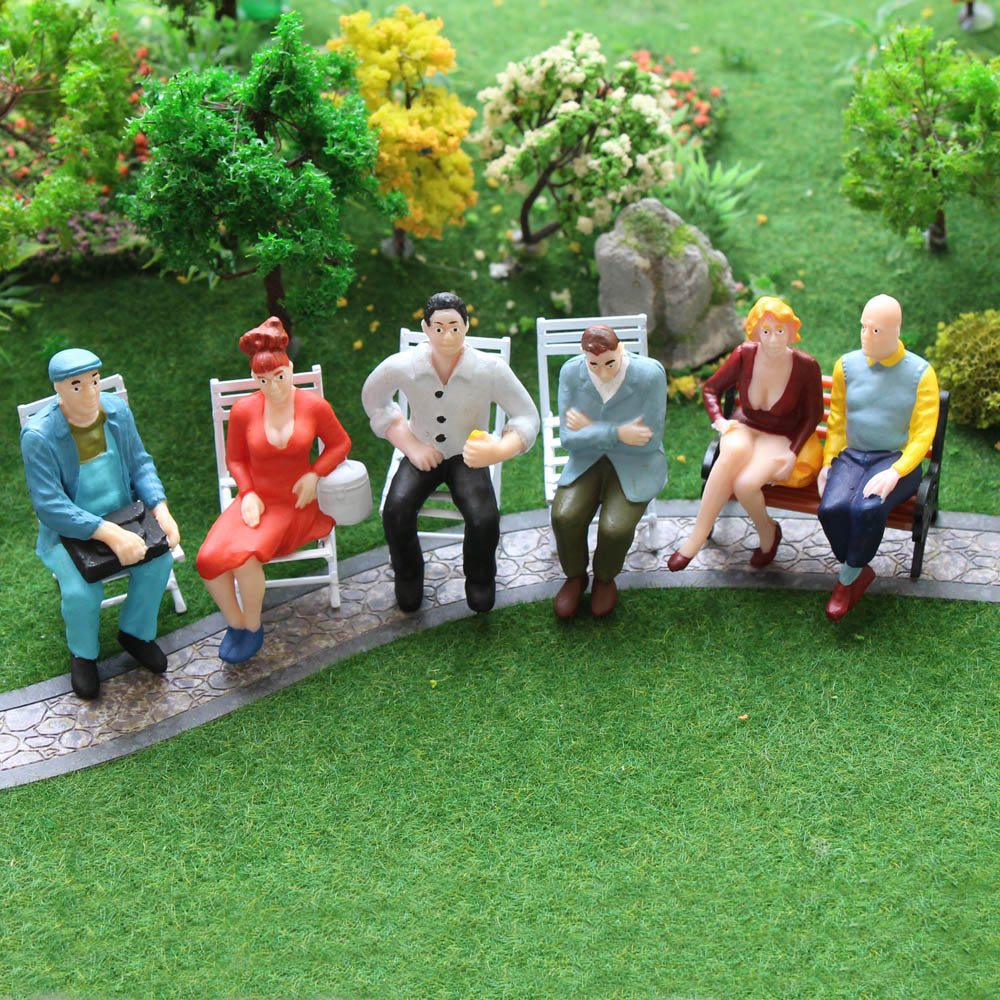 P2507 6pcs 1:25 G scale All Seated Painted Figures People