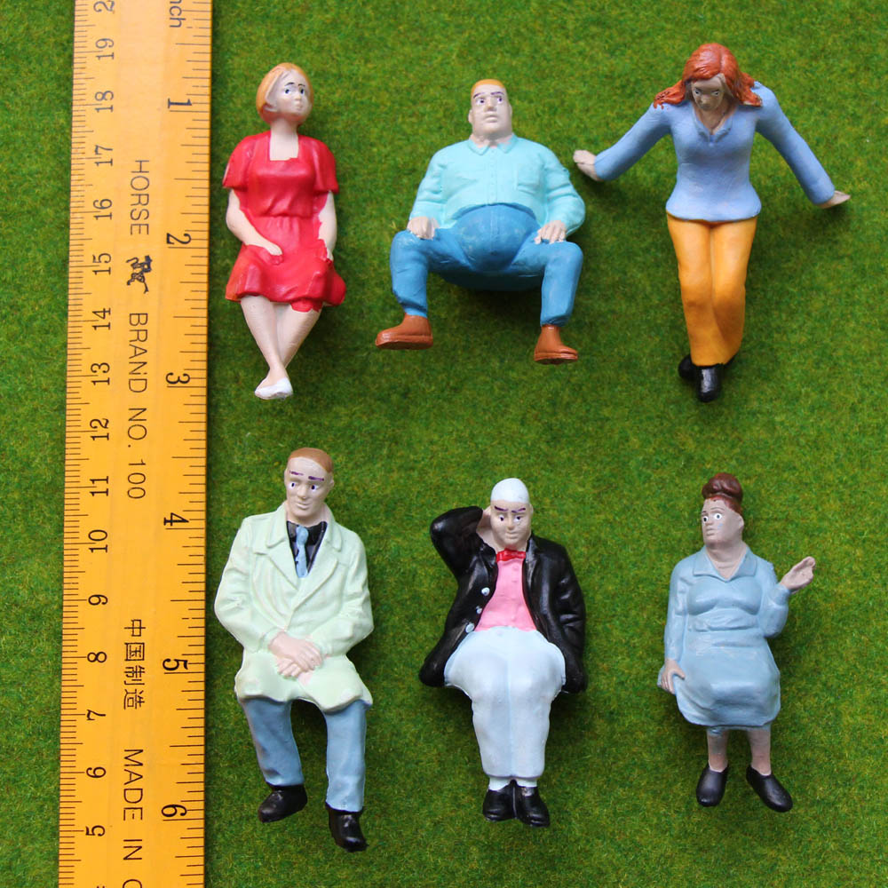 P2512 6pcs G Scale 1:25 All Seated Painted Figures