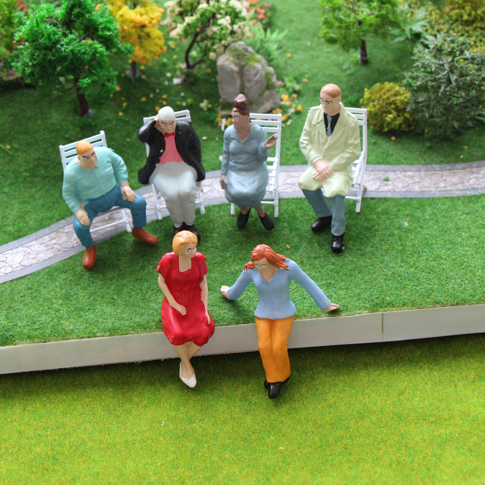 P2512 6pcs G Scale 1:25 All Seated Painted Figures