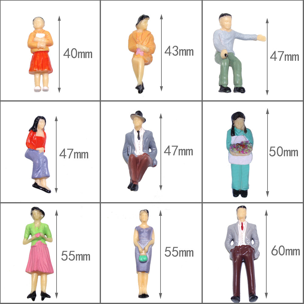 P30 20pcs G Scale 1:30 Painted Standing Sitting Figures People