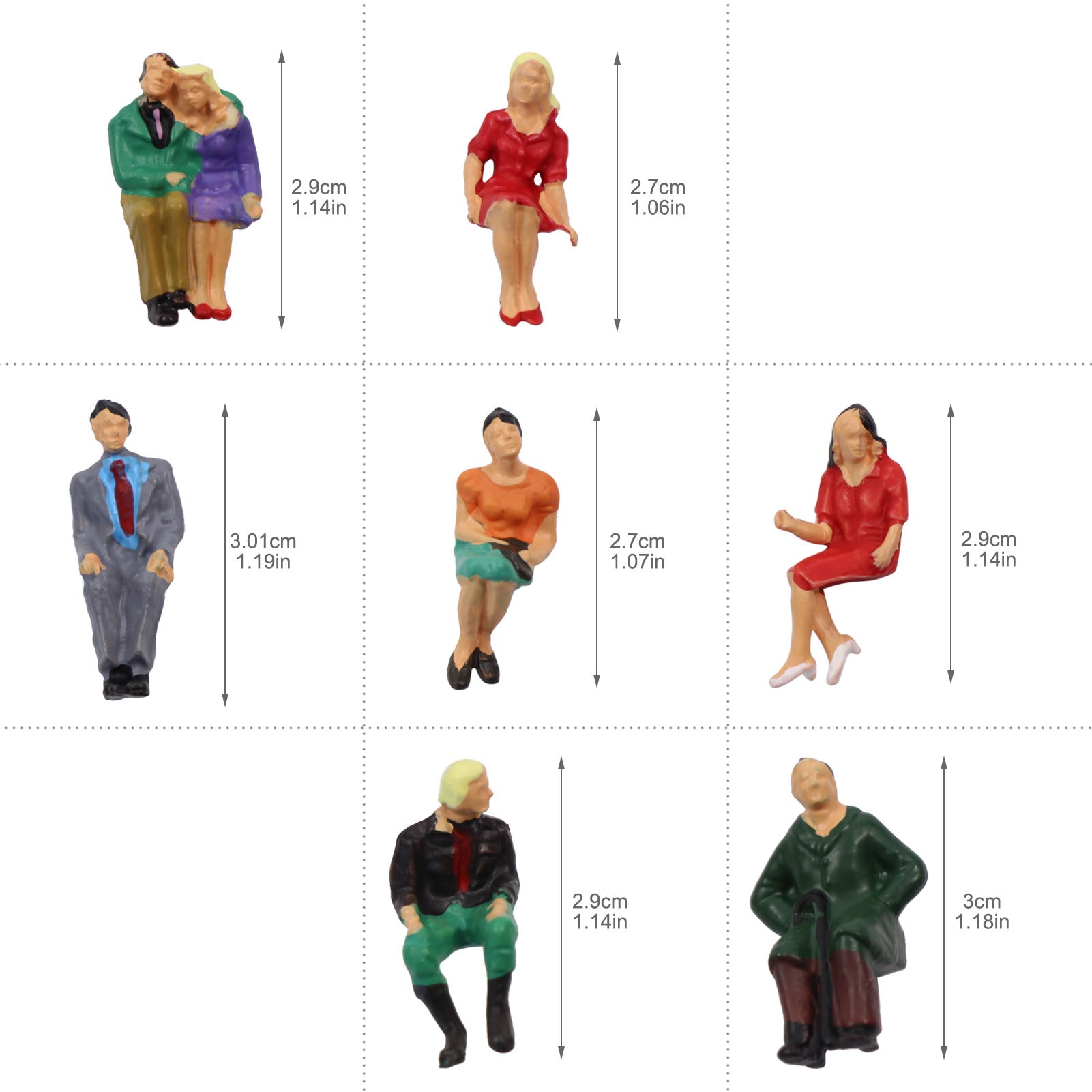 P4805 32pcs O scale 1:50 Painted All Seated Figure