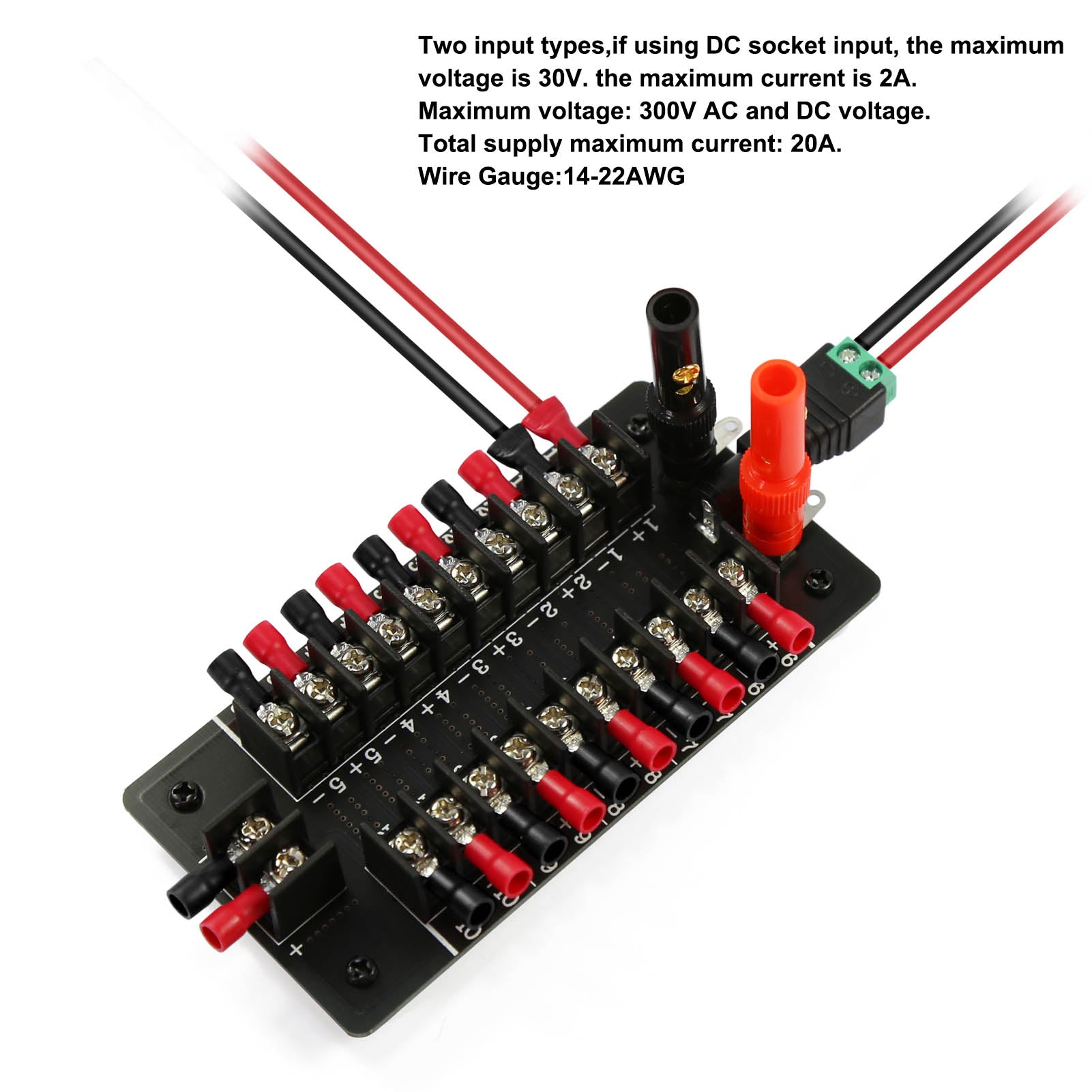 PCB015 1 Unit Distribution Module 20A Power Distributor 3 Inputs 2X10 Outputs AC DC