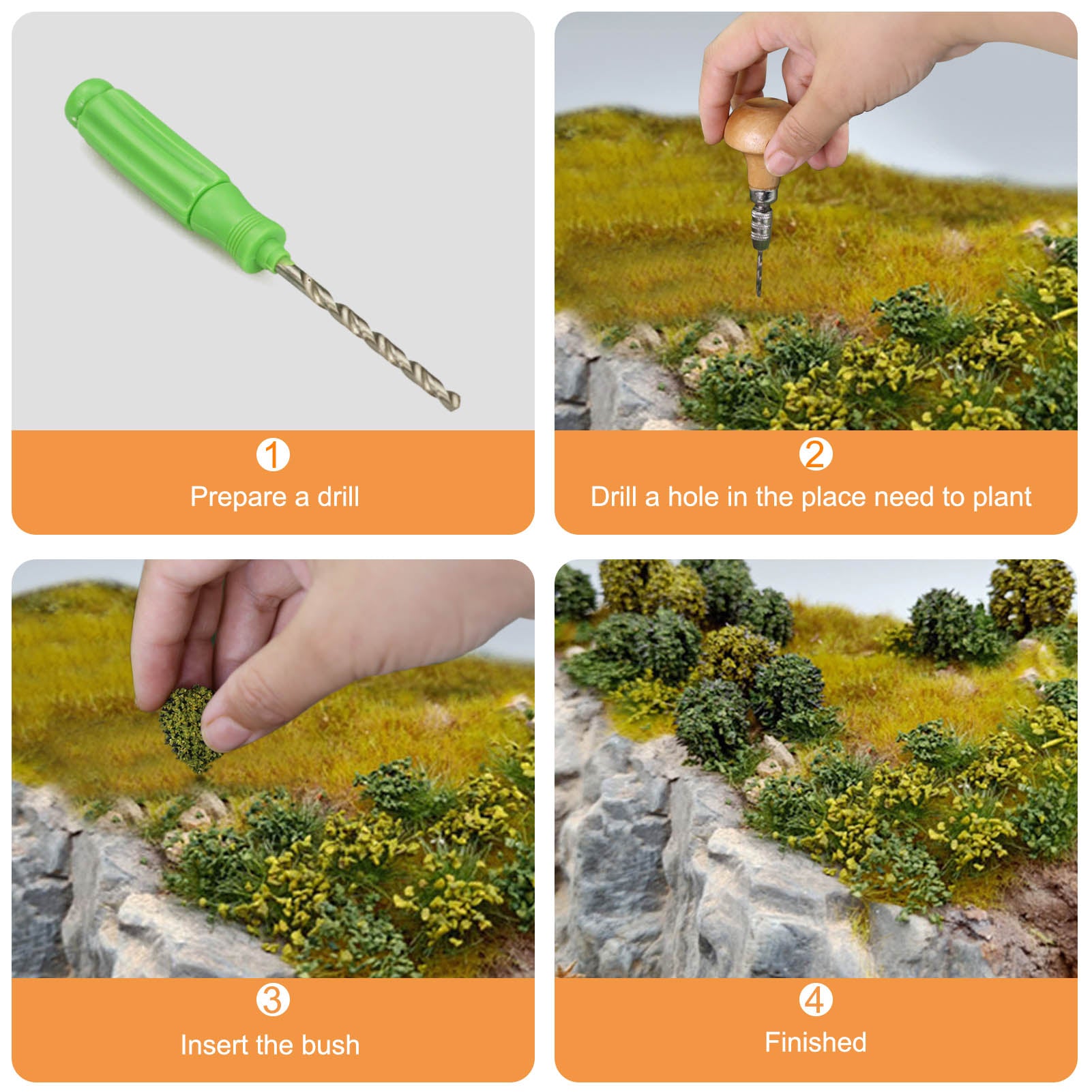 PJ01 24pcs O Scale 1:48 Shrub Vegetation Tree Brush with Bases Military Simulation
