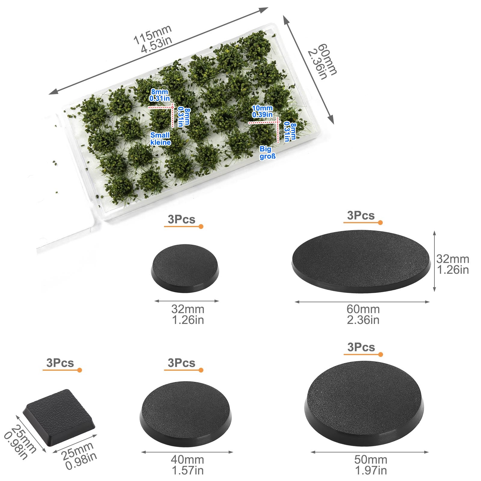 PJ04 One Pack Bushy Shrubs Tuft Grass Simulation Lowland Wargame Scenery