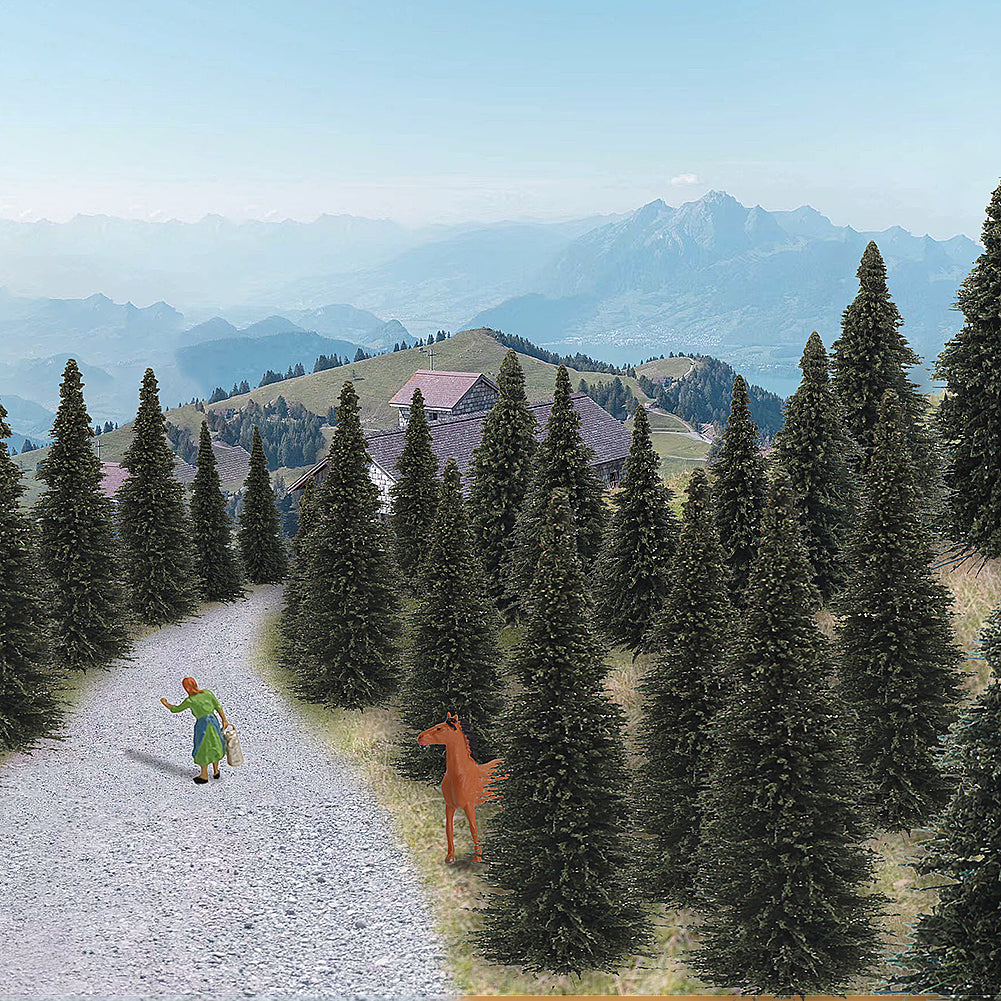 S0805 50pcs N Scale 1:160 Model Pine Trees