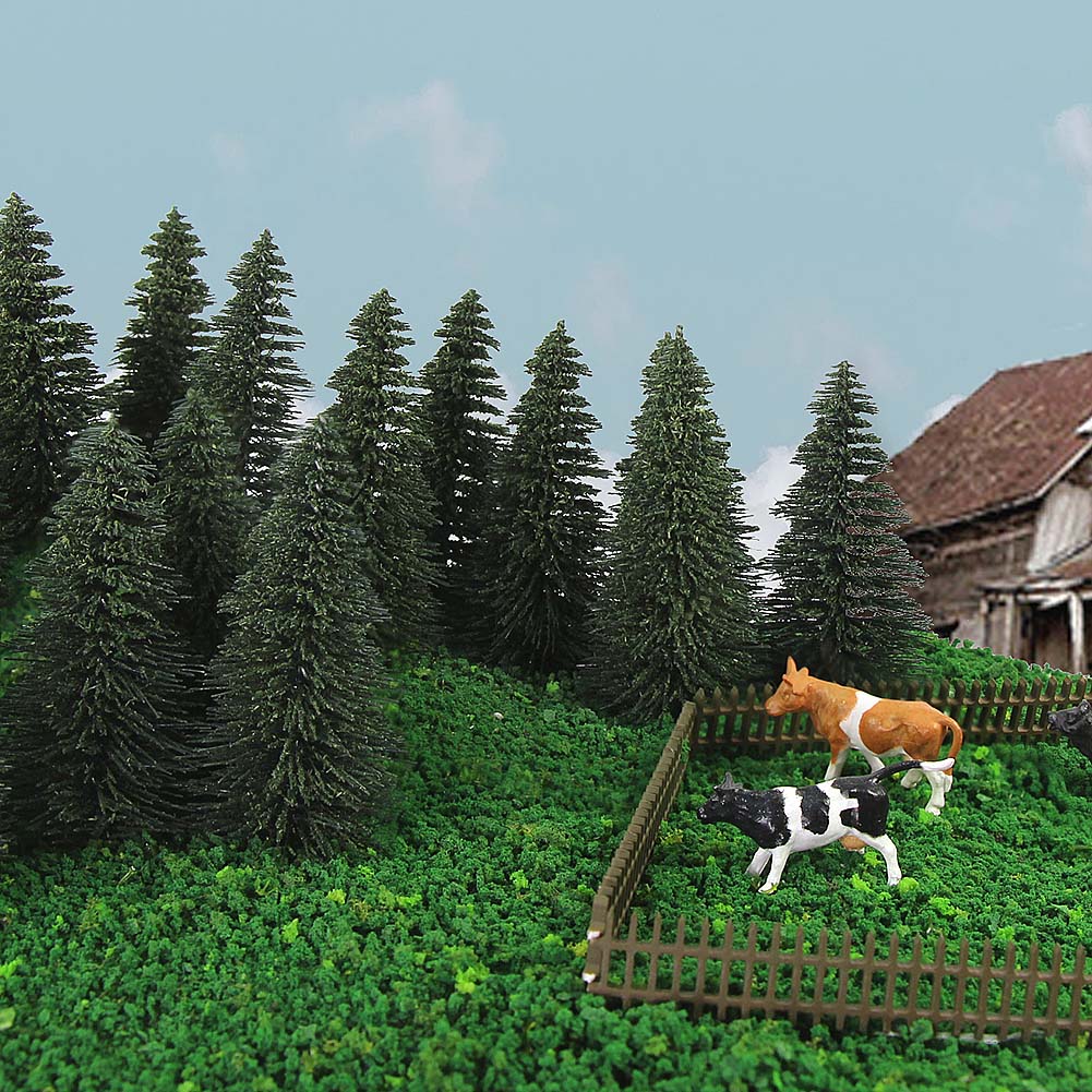S0806 40pcs TT Scale Model Pine Trees 6.5cm