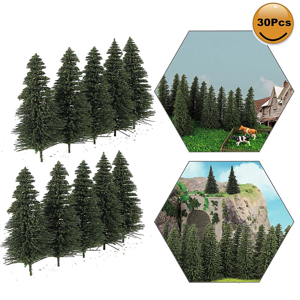 S0808 30pcs HO Scale Model Pine Trees 8cm