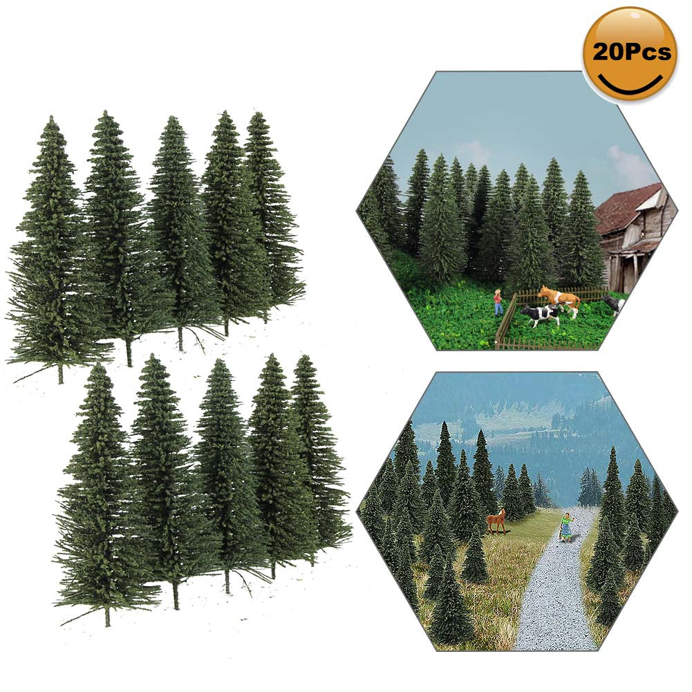 S0810 20pcs OO Scale Model Pine Trees 10cm