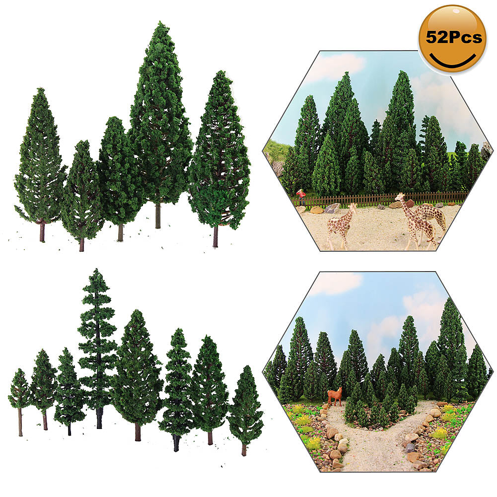 S0901 52pcs O/HO/TT/N Scale Model Pine Trees