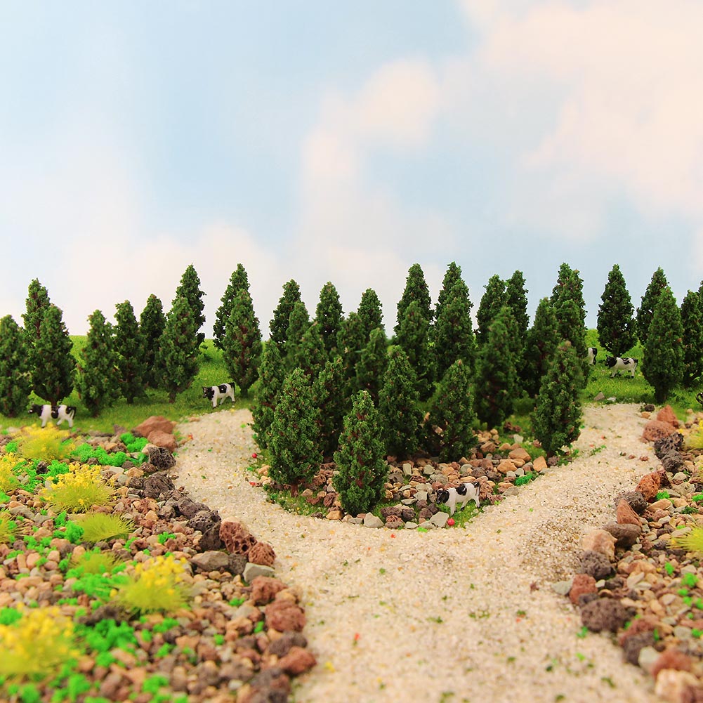 S4815 50pcs N/Z Scale 1:150 Model Pine Trees Green