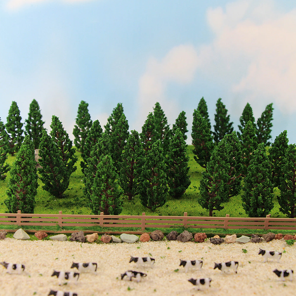 S7828 40pcs TT/HO Scale 1:87 Model Pine Trees Green
