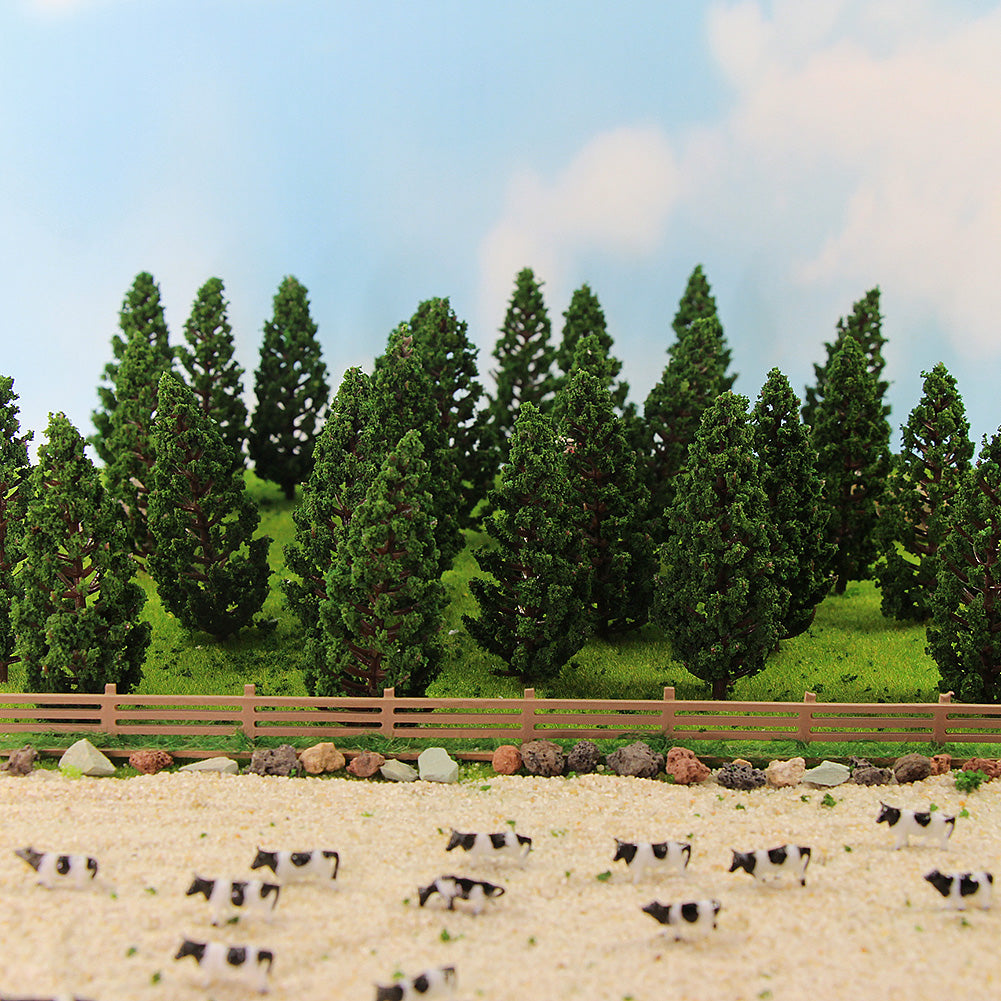 S8532 30pcs HO OO Scale 1:87 Model Pine Trees Green