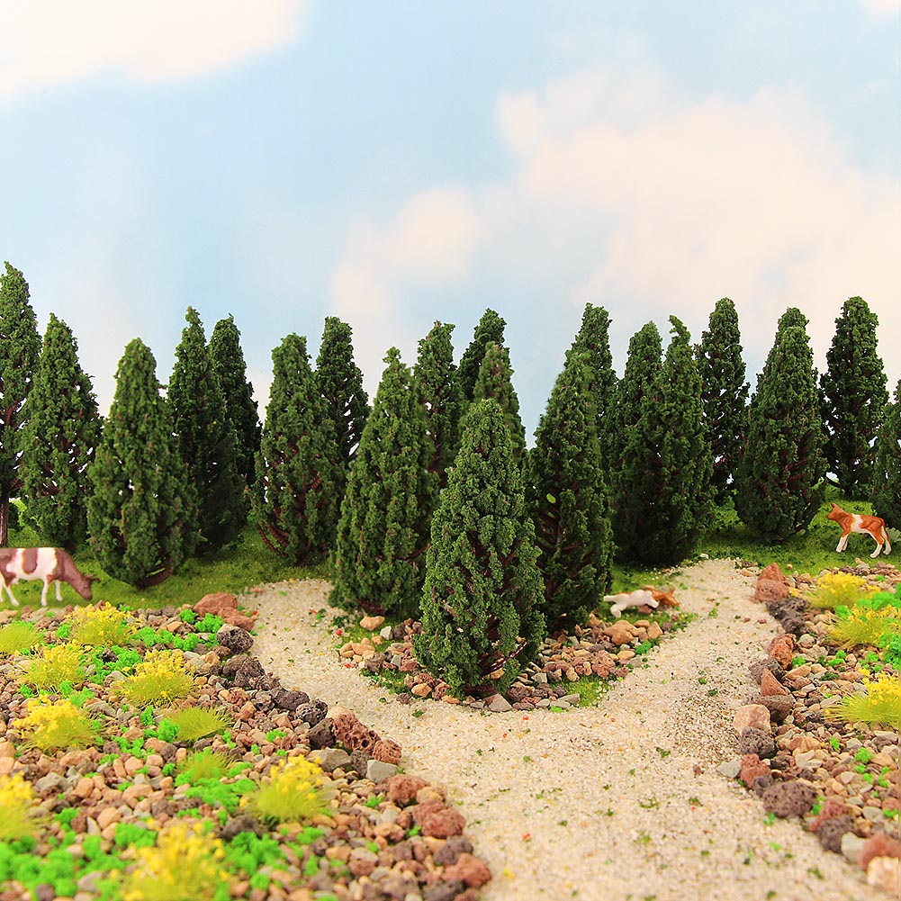 S8532 30pcs HO OO Scale 1:87 Model Pine Trees Green