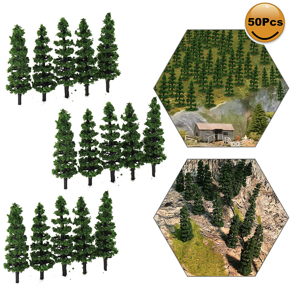 TC50 50pcs N Scale 1:150 Model Trees Green