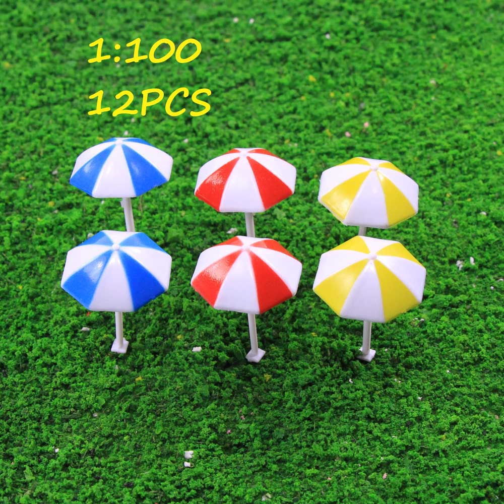 TYS11100 12pcs TT/HO Scale 1:100 Model Sun Umbrella Parasol