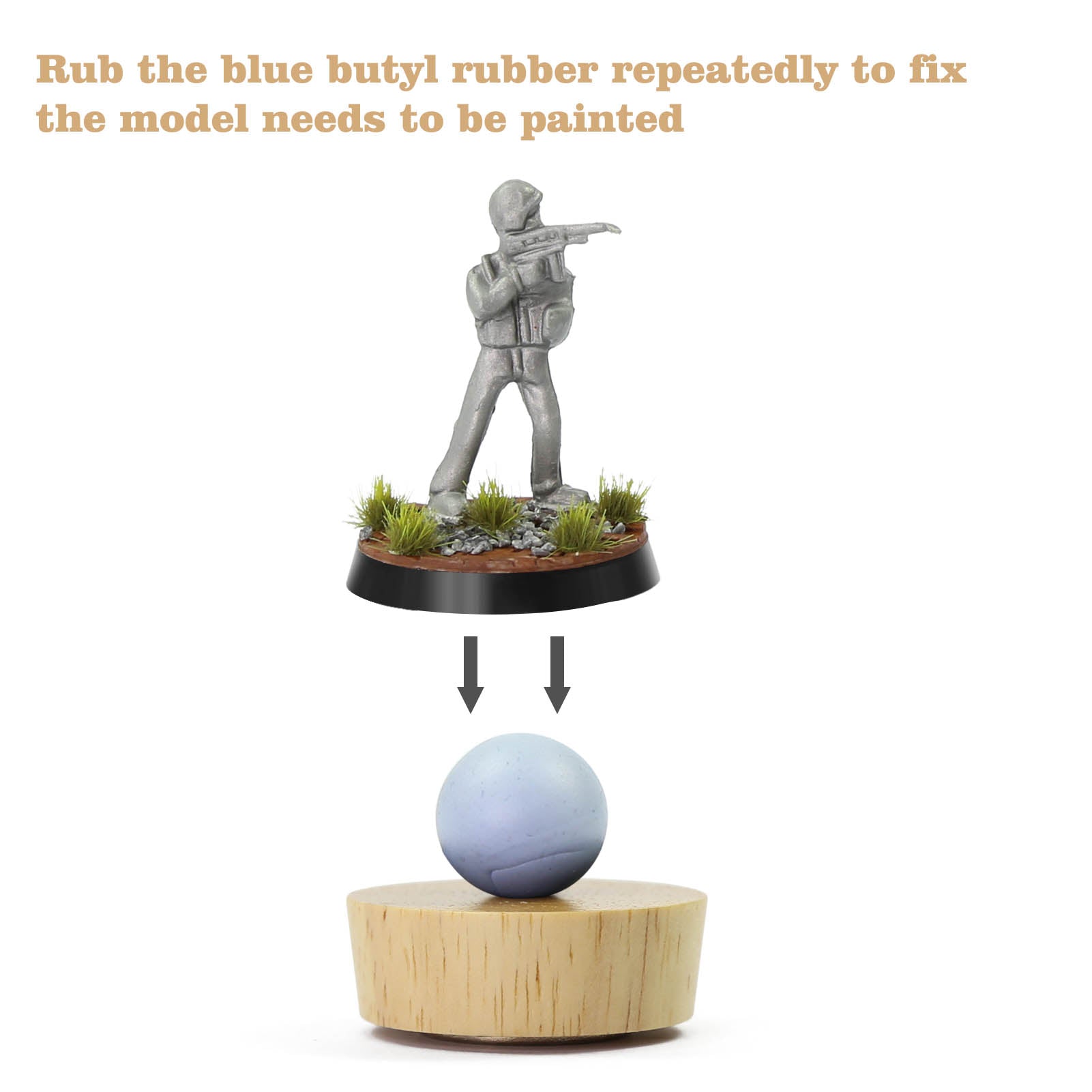 WH02 Wooden Magnet Painting Handle with Bases Coloring Wargame