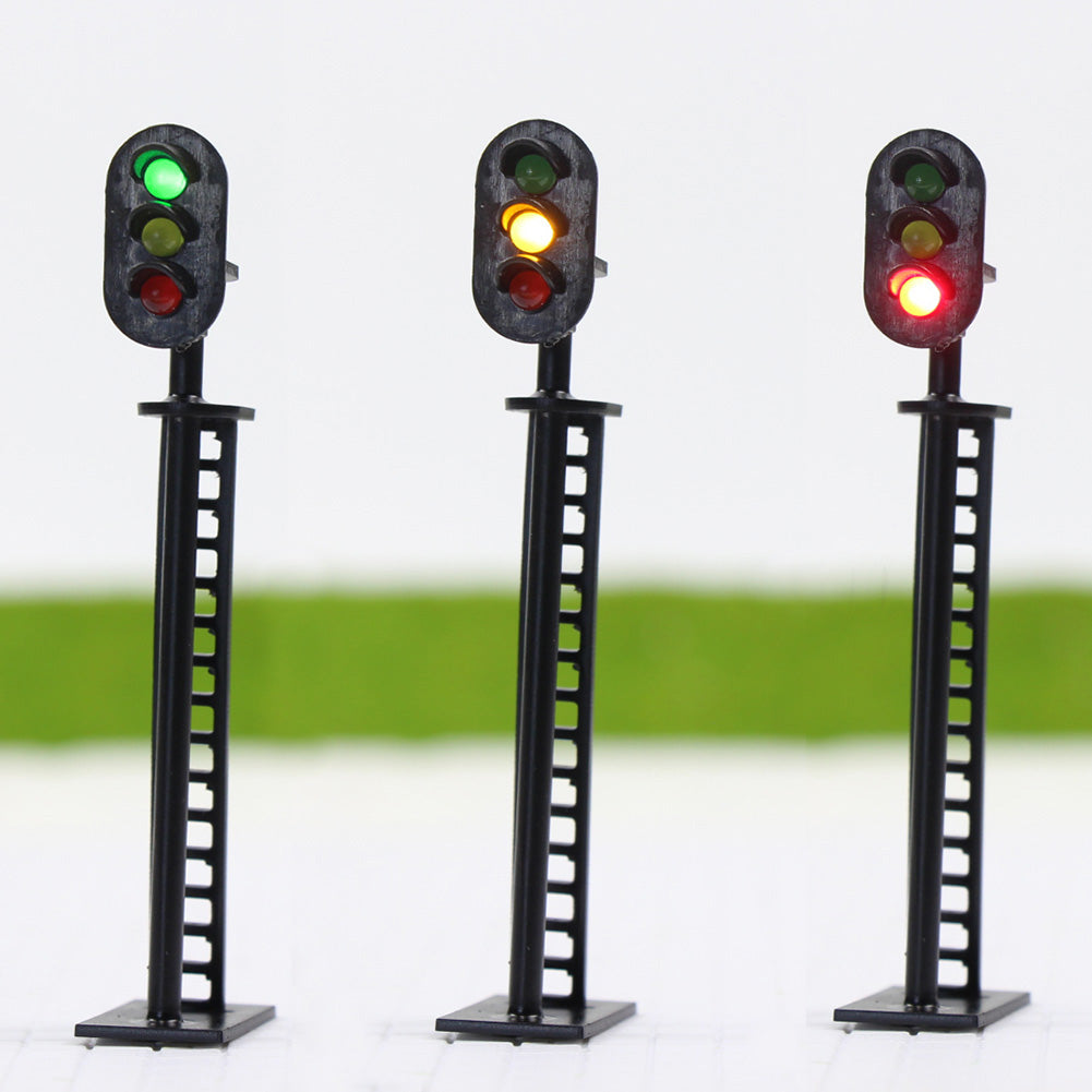 JTD04 5pcs HO Scale 3-Light Block Signals G/Y/R 12V