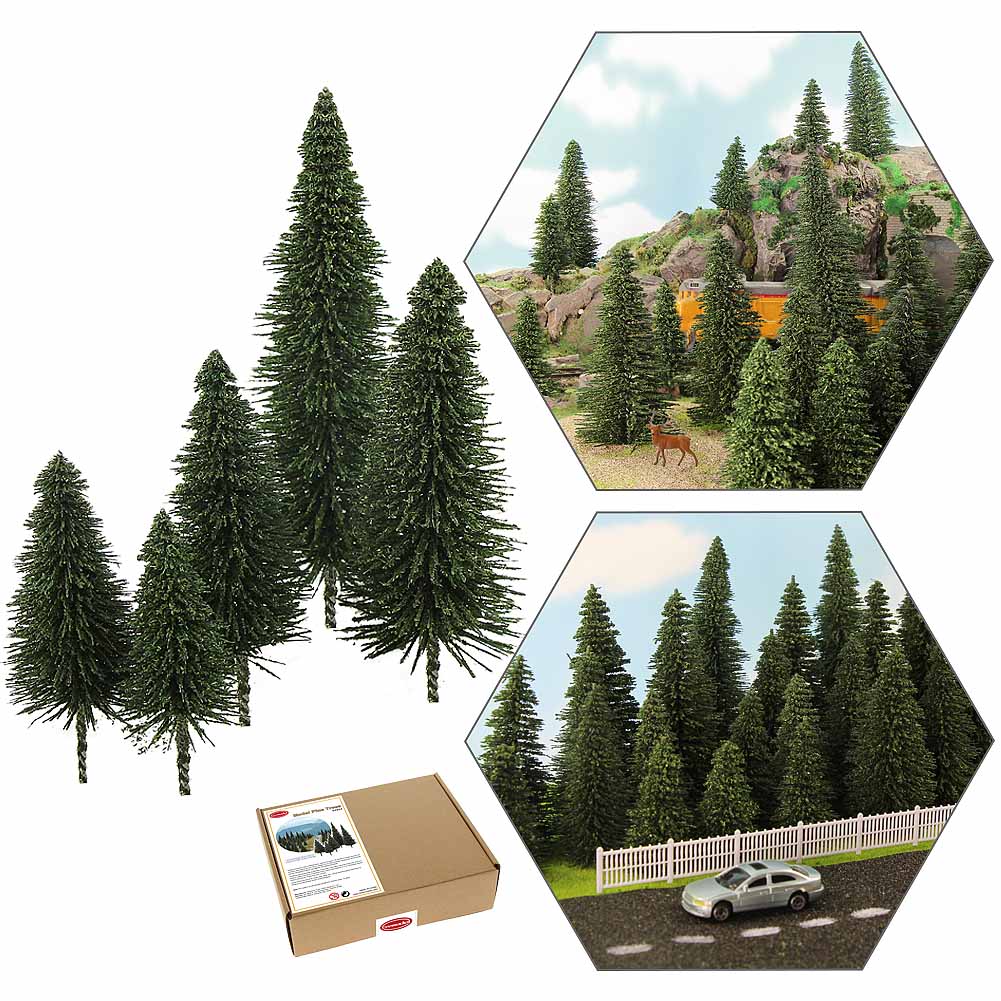 S0804 40pcs HO Scale 1:87 Model Pine Trees with Moose