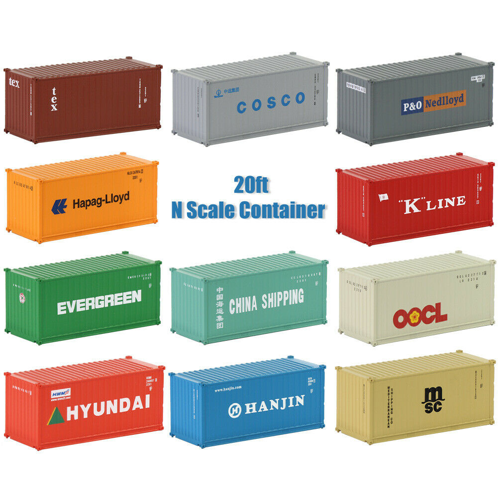 C15007 3pcs N Scale 1:160 20ft Shipping Container