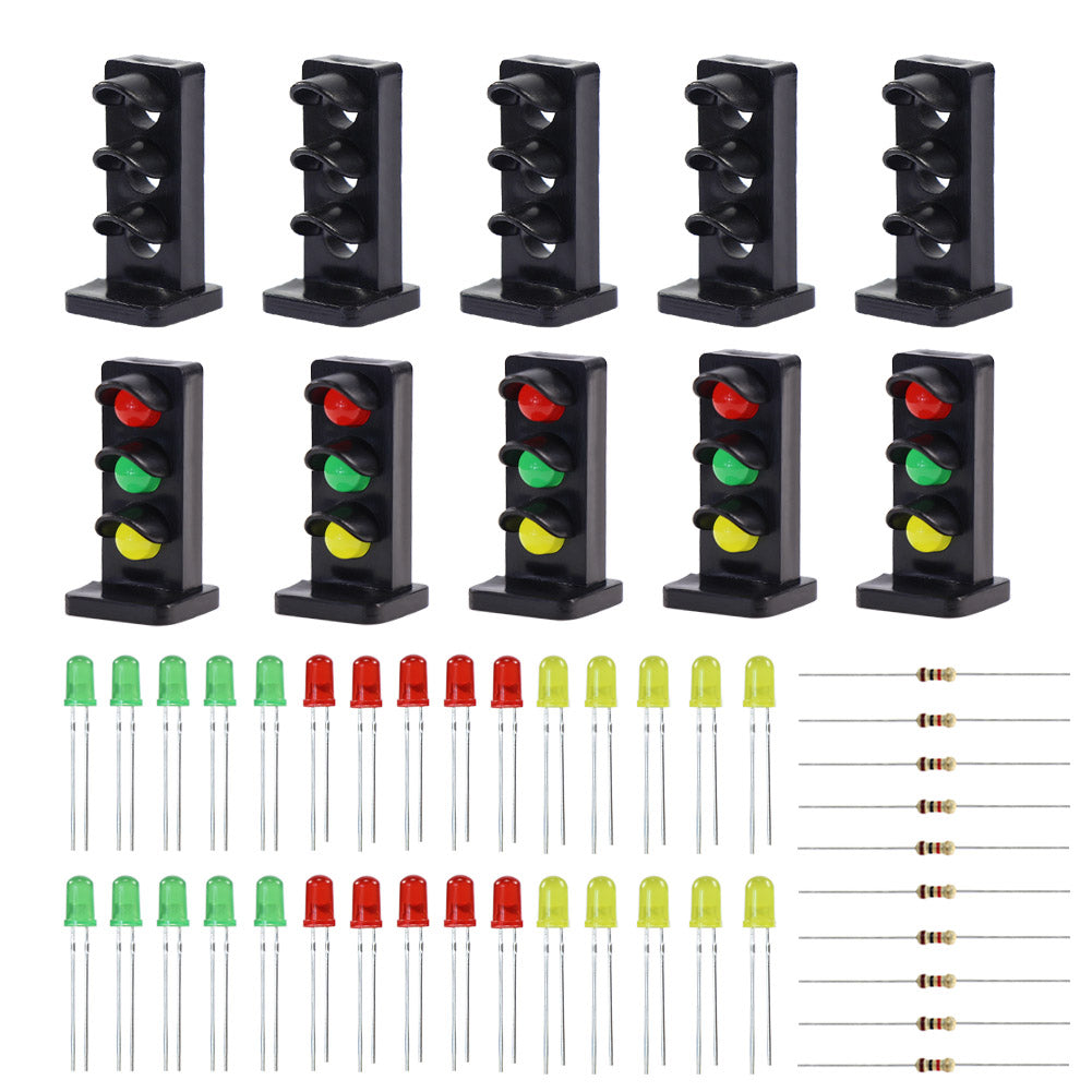 JTD26 10 Sets O Scale 1:50 Target Faces with LEDs for Railway Dwarf Signal 3 Aspects