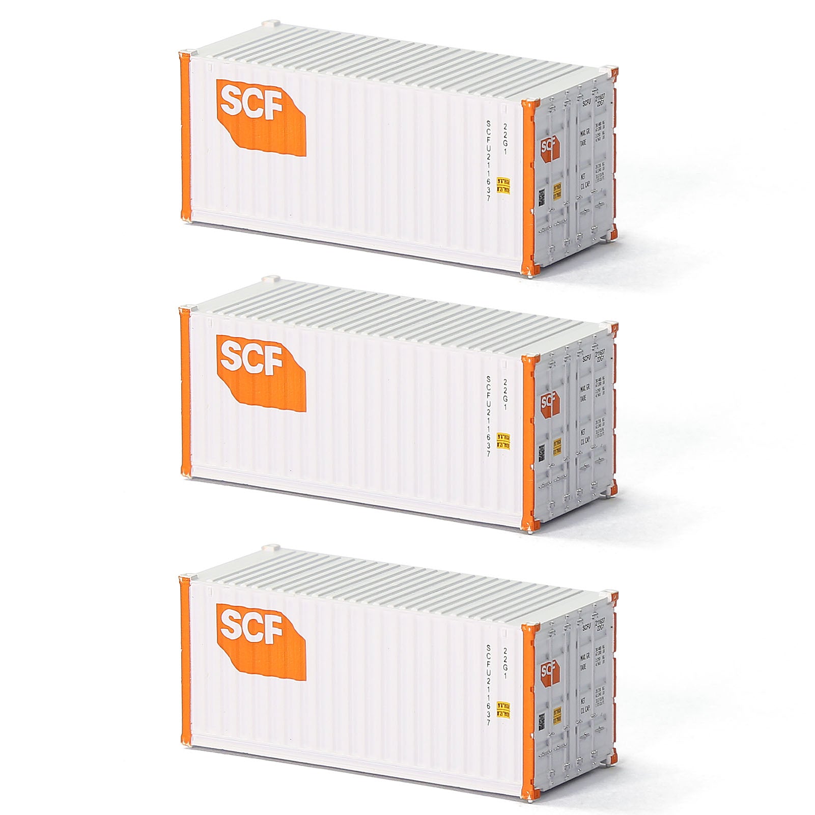 C15007 3pcs N Scale 1:160 20ft Shipping Container