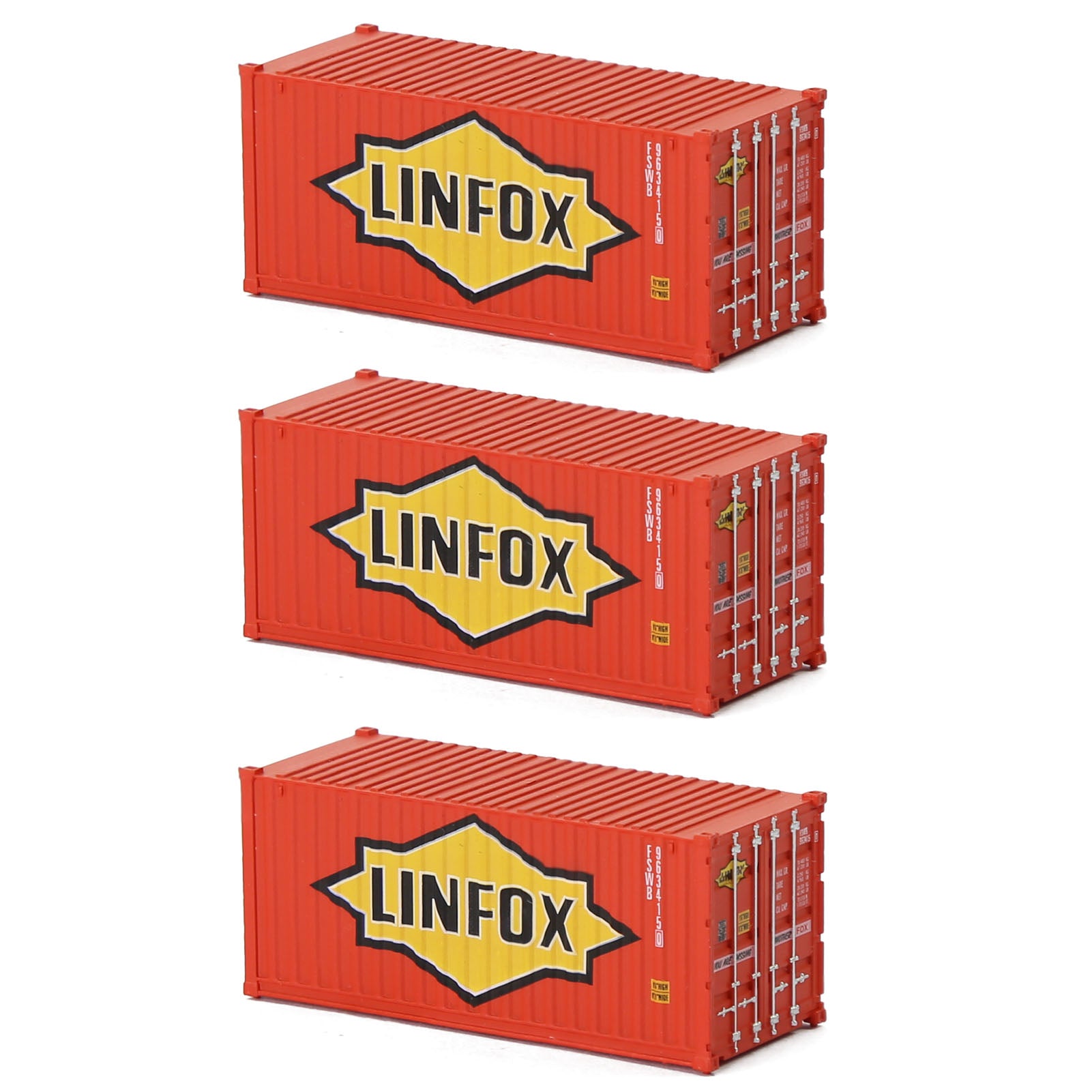 C15007 3pcs N Scale 1:160 20ft Shipping Container