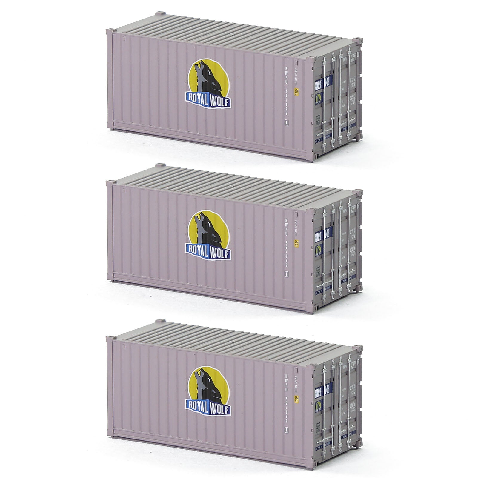 C15007 3pcs N Scale 1:160 20ft Shipping Container