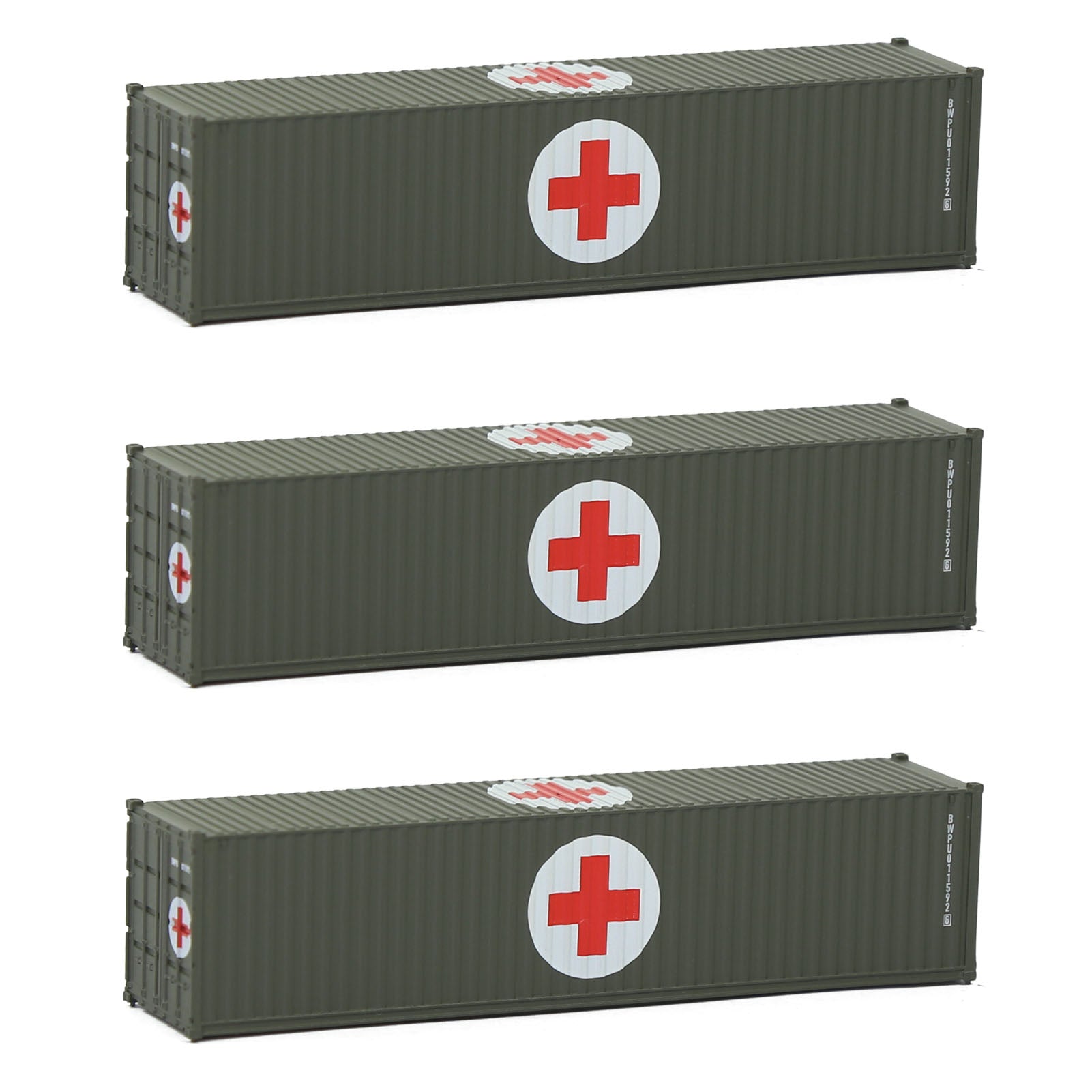 C15008 3pcs N Scale 1:160 40ft Shipping Container Model Railway