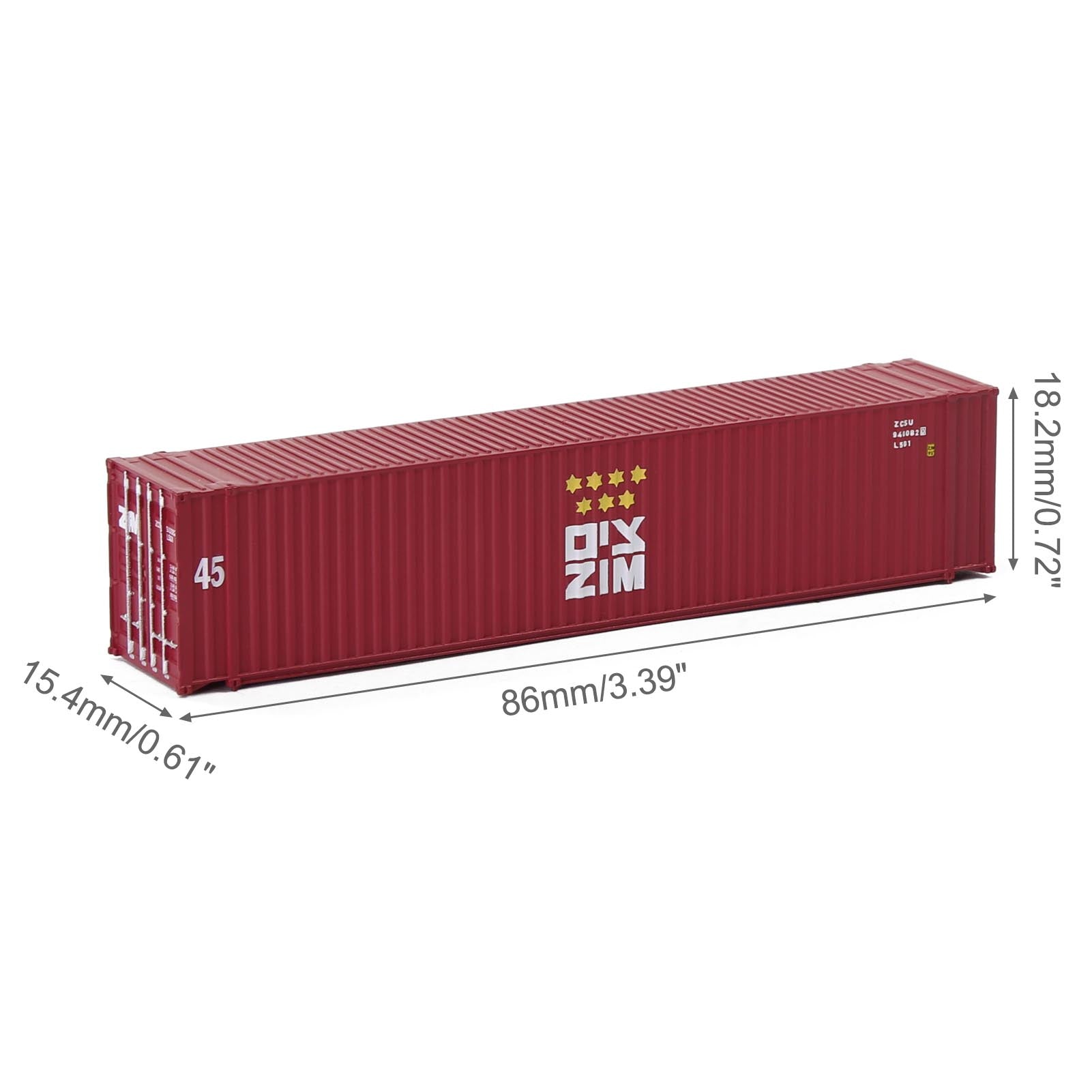 C15010 3pcs N Scale 1:160 45ft Shipping Container with Magets