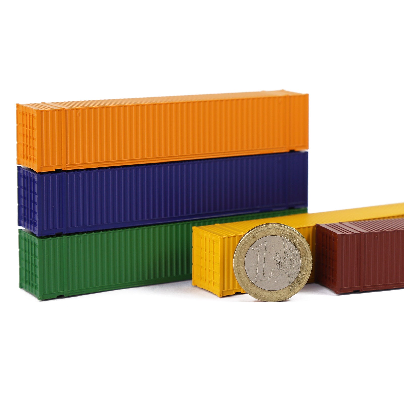 C15019 9pcs N Scale 1:160 Different Colored 48ft Blank Container Undecorated
