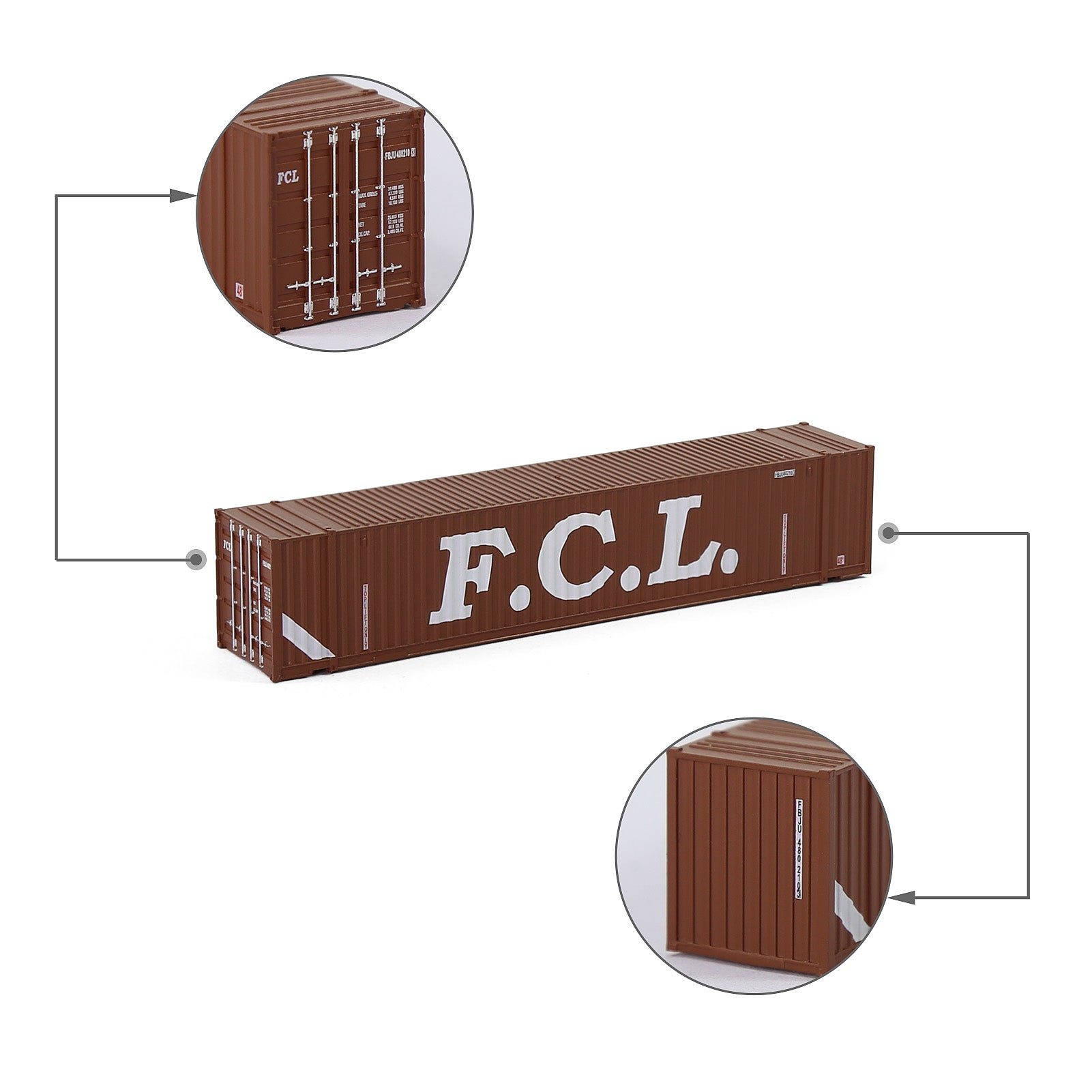 C15019 3pcs N Scale 1:160 Shipping Container 48ft Cargo Box with Magets