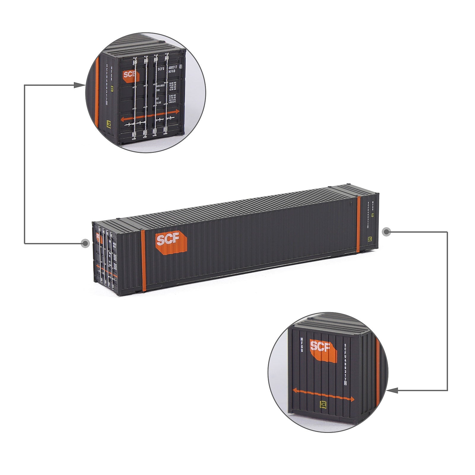 C15019 3pcs N Scale 1:160 Shipping Container 48ft Cargo Box with Maget