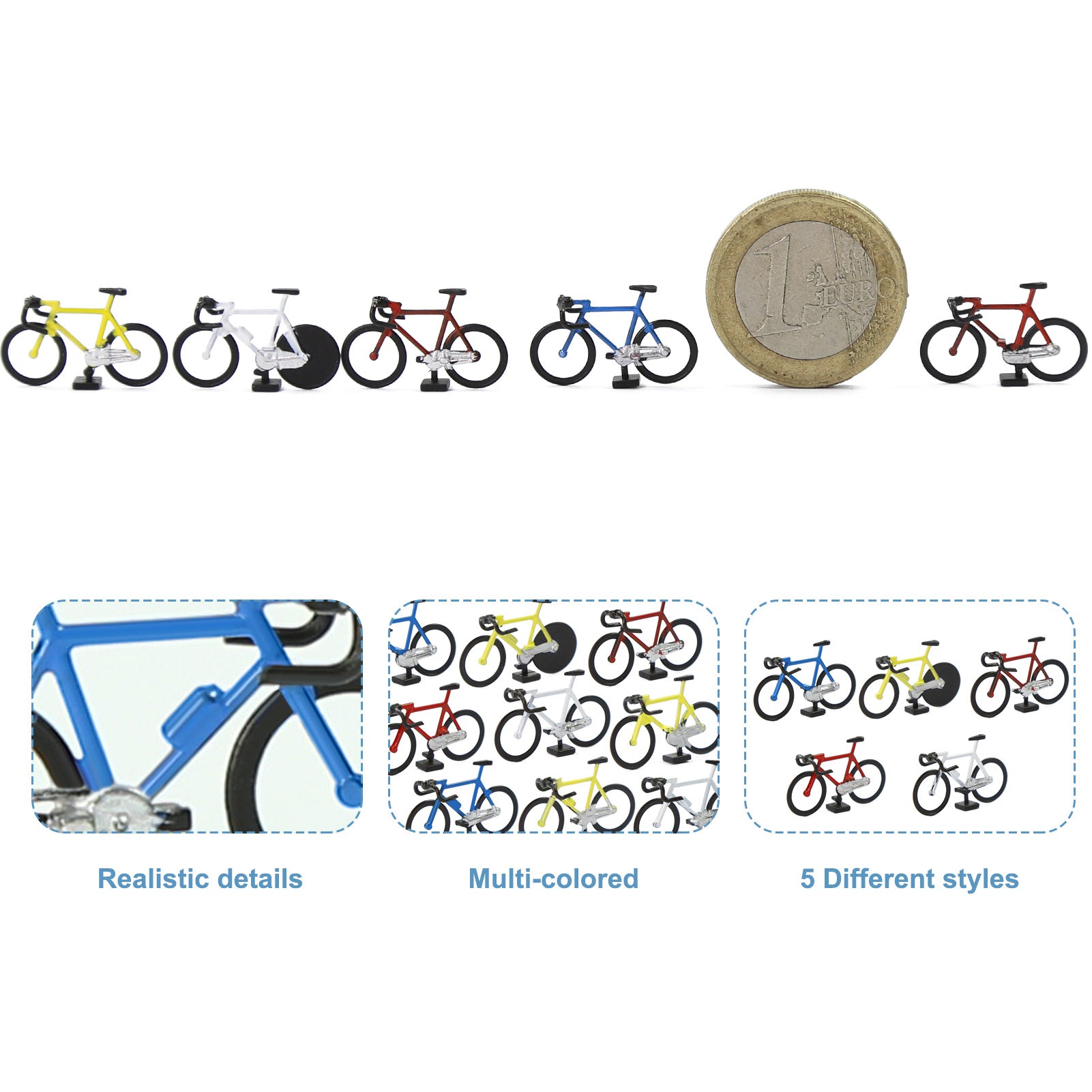 C8702 20pcs Bikes and 4pcs Parking Racks HO Scale 1:87 Bicycles Model Trains Layout