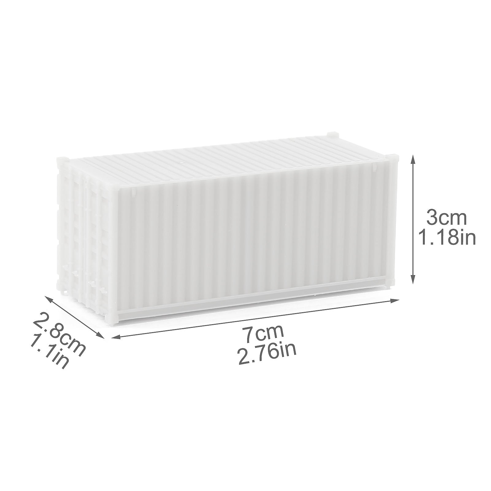 C8720JJ 8pcs HO Scale 1:87 Shipping Container 20ft Blank Uncolored 20' Cargo Box