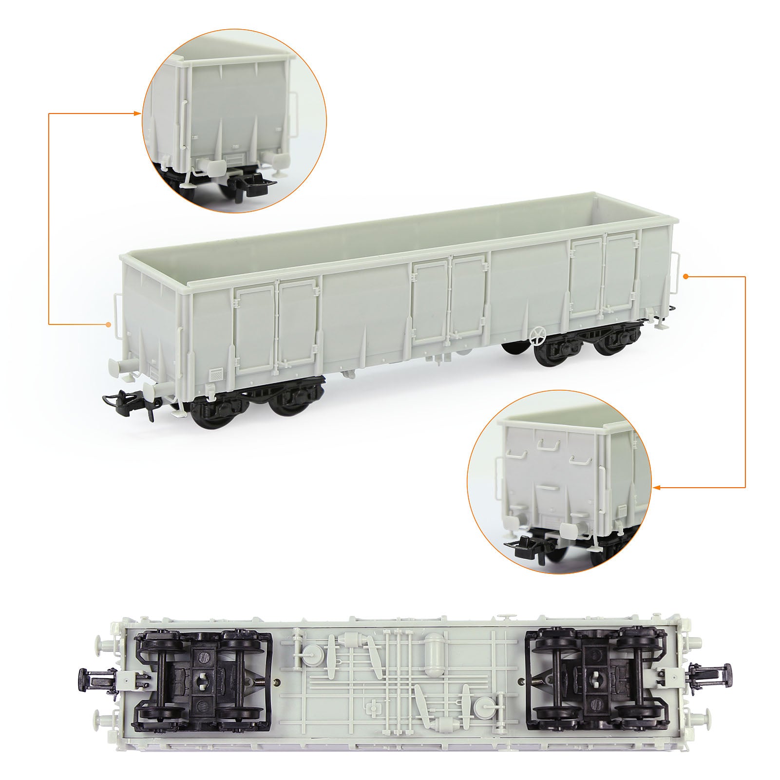C8742JJ 1pc HO Scale 1:87 Blank Unassembled Gondola Car Model Railway DIY Wagon