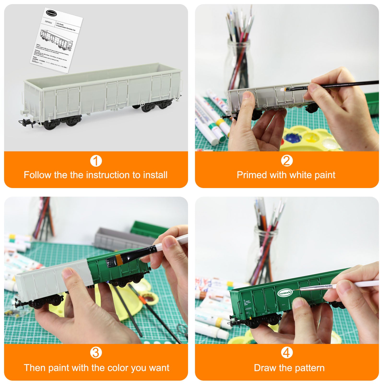 C8742JJ 1pc HO Scale 1:87 Blank Unassembled Gondola Car Model Railway DIY Wagon