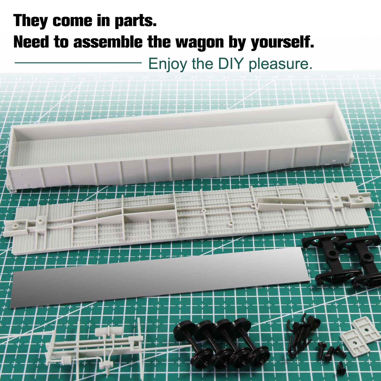 C8743JJ 1 Unit HO Scale 1:87 53ft Low-side Gondola Car Unassembled Wagon Plastic Wheels