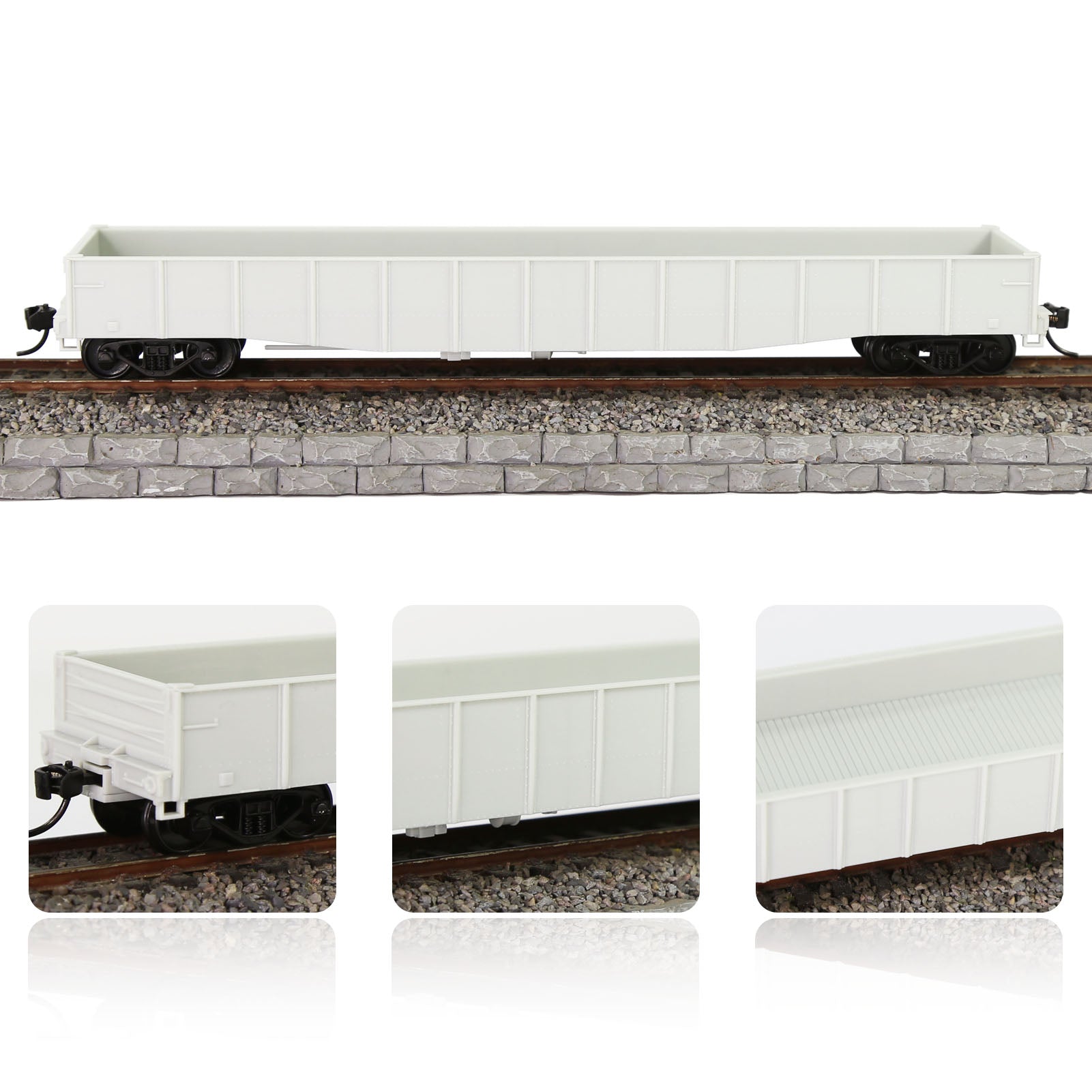 C8743JJ 1 Unit HO Scale 1:87 53ft Low-side Gondola Car Unassembled Wagon Plastic Wheels