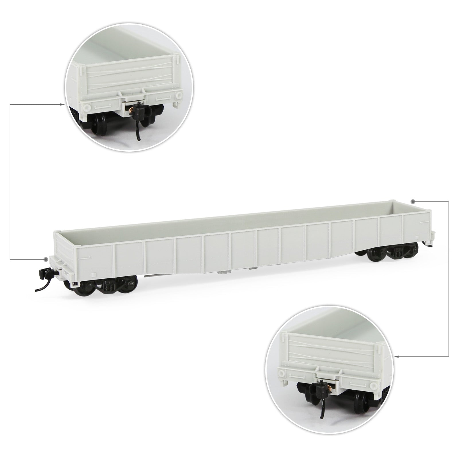 C8743JJ 1 Unit HO Scale 1:87 53ft Low-side Gondola Car Unassembled Wagon Plastic Wheels